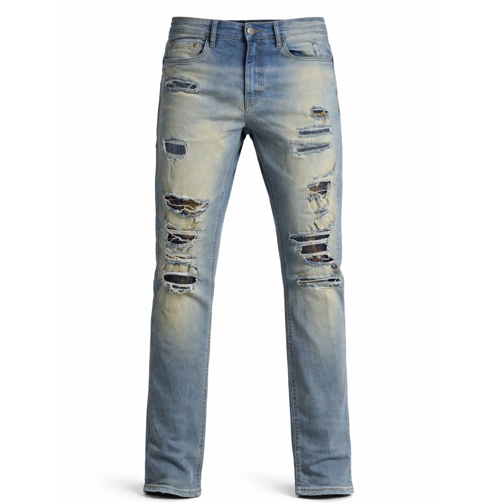 Jordan Craig Legacy Edition Aaron Jeans Mens 34x32‎ Light Wash Distressed Plaid